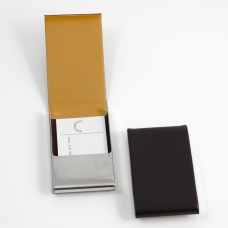 Business Card Case, Brown/Yellow Leather, 